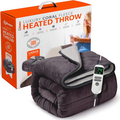 Warmer Wärmer Luxury Heated Throw With Digital Controller9-Hour Timer And 10 Heat Settings160Cm X 120CmGrey from B&Q