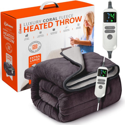 Warmer Wärmer Luxury Heated Throw With Digital Controller9-Hour Timer And 10 Heat Settings200Cm X 130CmGrey from B&Q