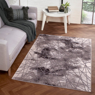  - Grey Modern Easy To Clean Abstract Rug For Living RoomBedroom80Cm X 150Cm
