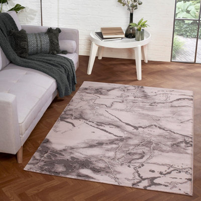  - Dark Grey Geometric Modern Abstarct Rug Easy To Clean Living Room Bedroom And Dining Room -80Cm X 150Cm
