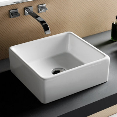Europa Via 370X370 0Th White Ceramic Counter Top Basin from B&Q