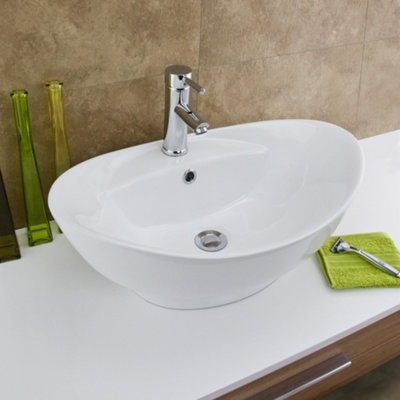 Europa Maltese 590X390 1Th White Ceramic Counter Top Basin from B&Q