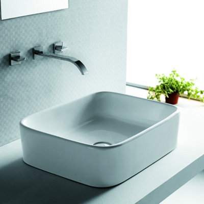 Europa Notus 480X370 0Th White Ceramic Counter Top Basin from B&Q