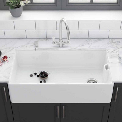 London Sink Company Lsc Belfast 895 Xl 1.0 Bowl Fireclay Ceramic Kitchen Sink & Chrome Waste from B&Q