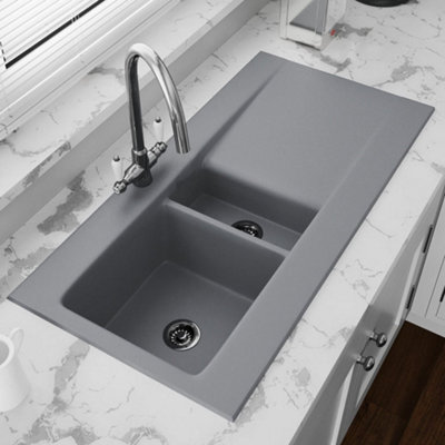 Astini Desire 150 1.5 Bowl Matt Grey Ceramic Kitchen Sink & Waste from B&Q