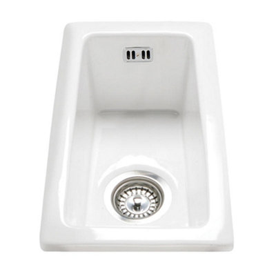 Astini Hampton 50 0.5 Bowl White Ceramic Undermount Kitchen Sink & Chrome Waste from B&Q