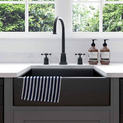 London Sink Company Lsc Intermediate 500X400X145 Ceramic Belfast Butler Sink1 BowlGloss FinishWaste Included from B&Q