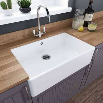 London Sink Company Lsc Butler 795 1.0 Bowl Fireclay Ceramic Kitchen Sink & Chrome Waste from B&Q