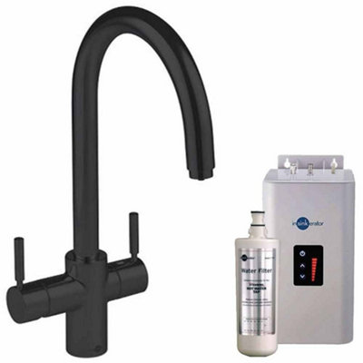 Insinkerator Black Velvet J-Spout 3-In-1 Boiling Water Tap With 2.5L Neo TankBrassDeck-MountedChild-Safe from B&Q