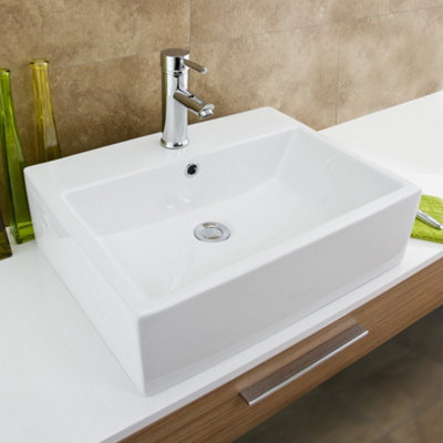 Europa Zeus 520X410mm White Vitreous Porcelain Counter Top Basin With Mixer & Click Clack Waste15 Year Guarantee from B&Q
