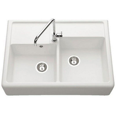 Chambord Thibert Iii 2-Bowl Granite Inset Kitchen Sink With 90mm WastesWhite from B&Q