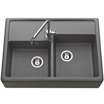 Chambord Thibert Iii 2.0 2-Bowl Granite Inset Kitchen Sink With 90mm WastesGrey from B&Q