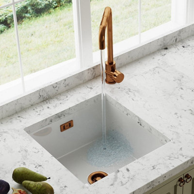 Astini Hampton 100 Single Bowl Ceramic Kitchen SinkUndermount Or InsetWaste Included from B&Q