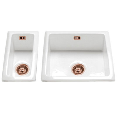 Astini Hampton 150 1.5 Bowl White Ceramic Kitchen SinkUndermount Or InsetWaste Included from B&Q