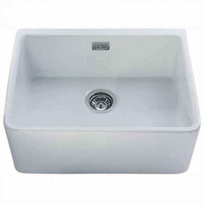 Cda Kc1 Gloss White Ceramic 1-Bowl Belfast Kitchen Sink With Basket Strainer Waste & Overflow from B&Q