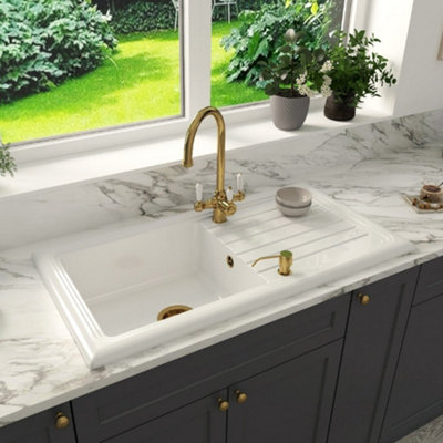 Astini Lago 100 Fireclay Ceramic 1.0 Bowl Inset Kitchen Sink With Waste & Overflow from B&Q
