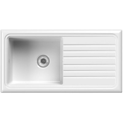 Reginox Rl-304 Cw Ii 1.0 Bowl White Ceramic Inset Kitchen Sink With 90mm Basket Strainer Waste from B&Q
