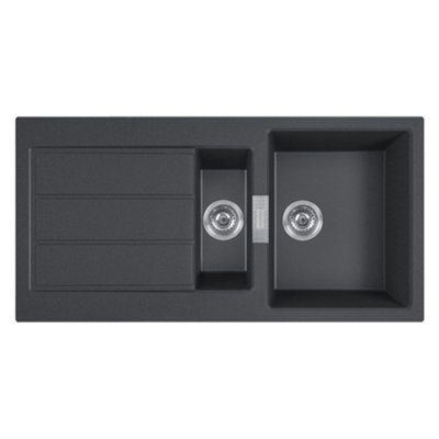 Franke Sirius 651 Tectonite 1.5 Bowl Inset Kitchen SinkCarbon Black With Pop-Up Waste from B&Q