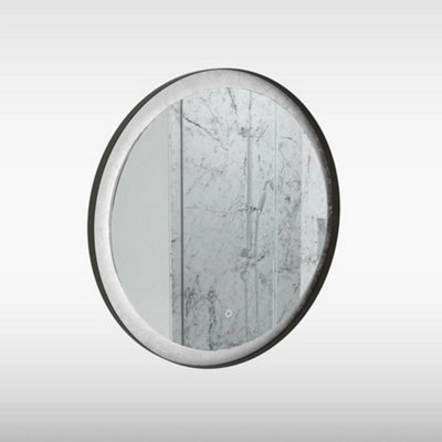 Sensio Hebe 800mm Triotone Led Illuminated Round Mirror With DemisterSilver Crackle from B&Q