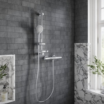 Villeroy & Boch Thermostatic Round Exposed Shower Mixer SetWall-MountedChrome from B&Q
