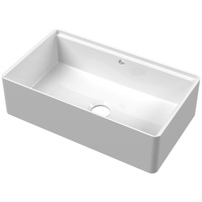B&Q -  Lsc Butler 1.0 Bowl White Ceramic Kitchen Sink With Ledge And Waste Options