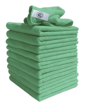 Discounted Cleaning Supplies Dcs Microfibre ClothGreen10-PackLarge Size: 40X40Cm. Super SoftStreak-Free. KitchenBathroomsSurfacesCar. from B&Q
