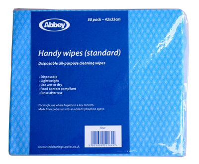 Abbey Disposable J Cloths Non Woven Wipes Packet Of 50 (Blue) from B&Q