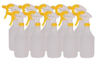 Discounted Cleaning Supplies Complete Pack Of 10 X 750Ml Yellow Coloured Hand Trigger Spray Bottles For Cleaning