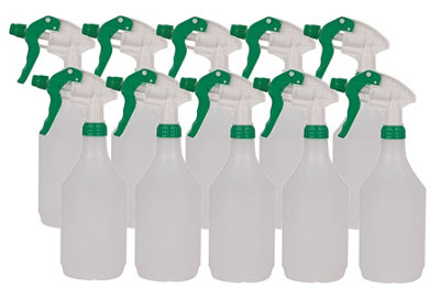 Discounted Cleaning Supplies Complete Pack Of 10 X 750Ml Green Coloured Hand Trigger Spray Bottles For Cleaning