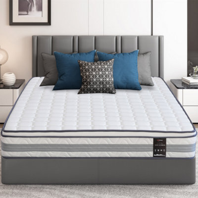 Mattress Guru Silver 2500 5 Zone Pocket Spring MattressComfort FoamWave FoamHigh Density Foam With Soft Knitted Fabric4Ft6 (135X190Cm) from B&Q