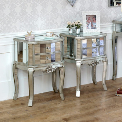 Melody Maison Pair Of Mirrored 2 Drawer Bedside TablesTiffany Range from B&Q