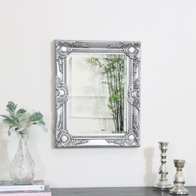  - Melody Maison Ornate Silver Wall Mirror With Bevelled Glass 52Cm X 42Cm