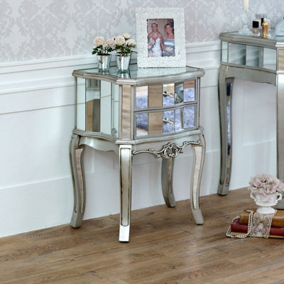 Melody Maison Mirrored 2 Drawer Bedside Lamp TableTiffany Range from B&Q