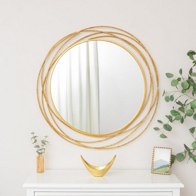 Melody Maison Large Round Brushed Gold Mirror88Cm X 85Cm