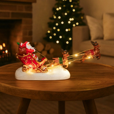 Pre-Lit Santa & Sleigh Led Ornament from B&Q
