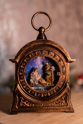 B&Q White Nativity Scene Snowglobe With Led's