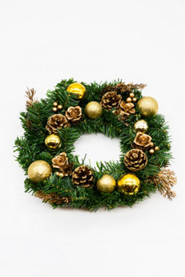 B&Q Gold Christmas Artificial Wreath - 30Cm