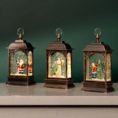 Marco Paul 3Pc Pre-Lit Snow Globe Lantern Set from B&Q