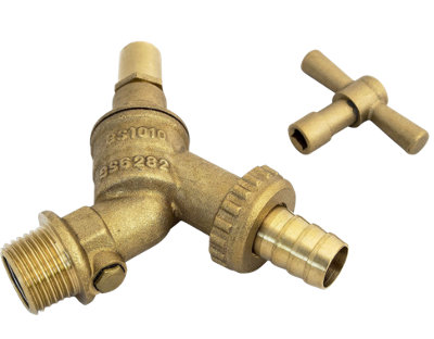 Fixthebog™ Uk Made Brass Anti Vandal Outdoor Garden Tap Hose Watering 1/2" Hose Union Bib Tap With Double Check Valve from B&Q