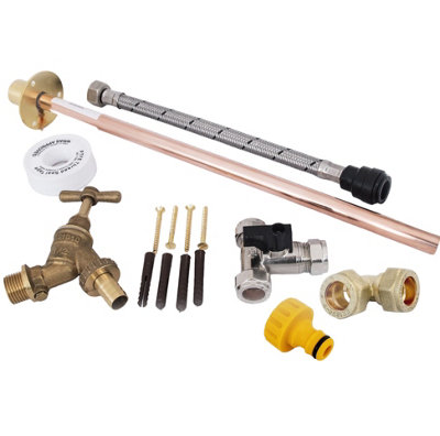 Fixthebog™ Professional 350mm Thru Wall Flange Outside Garden Tap Kit Meets Water Regs Hozelock Gt4 Diy Inc Winter Drain Down from B&Q