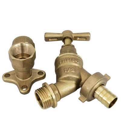 Fixthebog™ 1/2 Inch Bip Tap With Brass Wall Plate With Instructions from B&Q