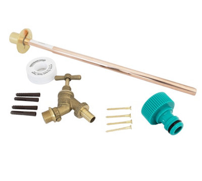 Fixthebog™ Professional 350mm Outside Tap Kit With Through Wall Flange from B&Q