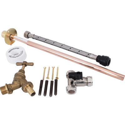 Fixthebog™ Professional 600mm Thru Wall Flange Outside Garden Tap Kit Meets Water Regs Gt1 Diy Inc Winter Drain Down from B&Q