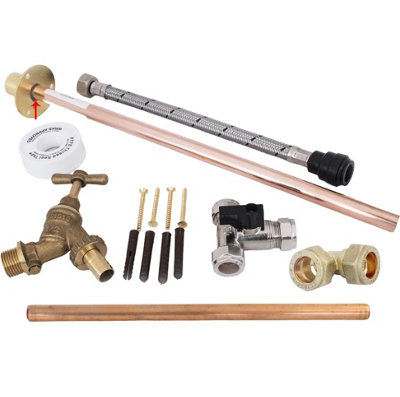 Fixthebog™ Professional 600mm Thru Wall Flange Outside Garden Tap Kit Meets Water Regulations Gt5 Diy Inc Winter Drain Down from B&Q