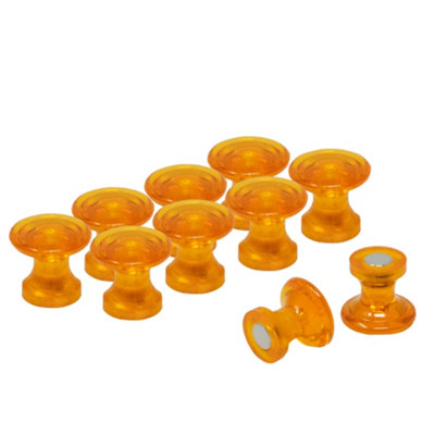 Traditional Orange Magnetic Map Pin Magnets For FridgeWhiteboardNoticeboardFiling CabinetPack Of 12 from B&Q