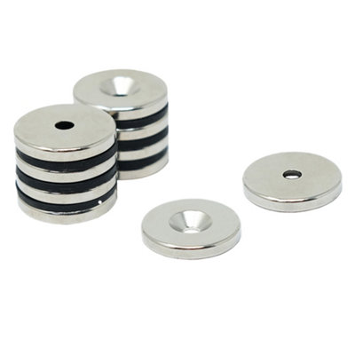  - N42 Neodymium Countersunk Magnet 20mm Dia X 3mm Thick X 3.6mm C/s Hole N424.5Kg PullNorthPack Of 2