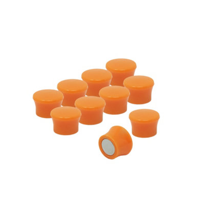 Small High Power Orange Memo Board Magnets For FridgeWhiteboardNoticeboardFiling CabinetPack Of 10 from B&Q