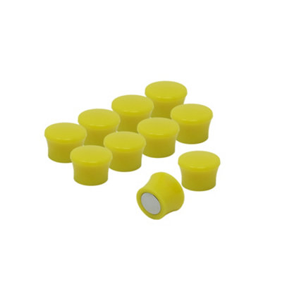 Small High Power Yellow Memo Board Magnets For FridgeWhiteboardNoticeboardFiling CabinetPack Of 10 from B&Q