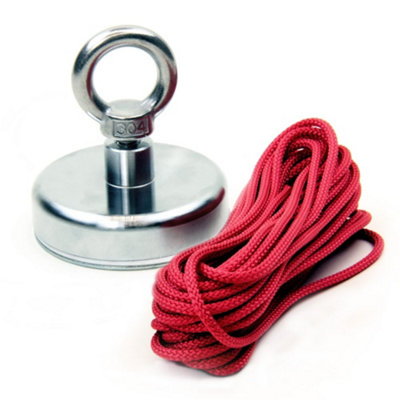Ferrite Recovery Magnet With M10 Eyebolt & 10M Rope For Magnet FishingRecovery80mm X 70mm60Kg Pull from B&Q