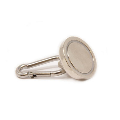 Neodymium Pot Magnet With Carabiner For Holding SignageTools And Ropes32mm Dia from B&Q